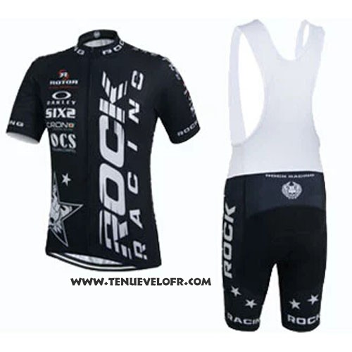 2015 Maillot Ciclismo Rock Racing Blanc et Noir Manches Courtes et Cuissard